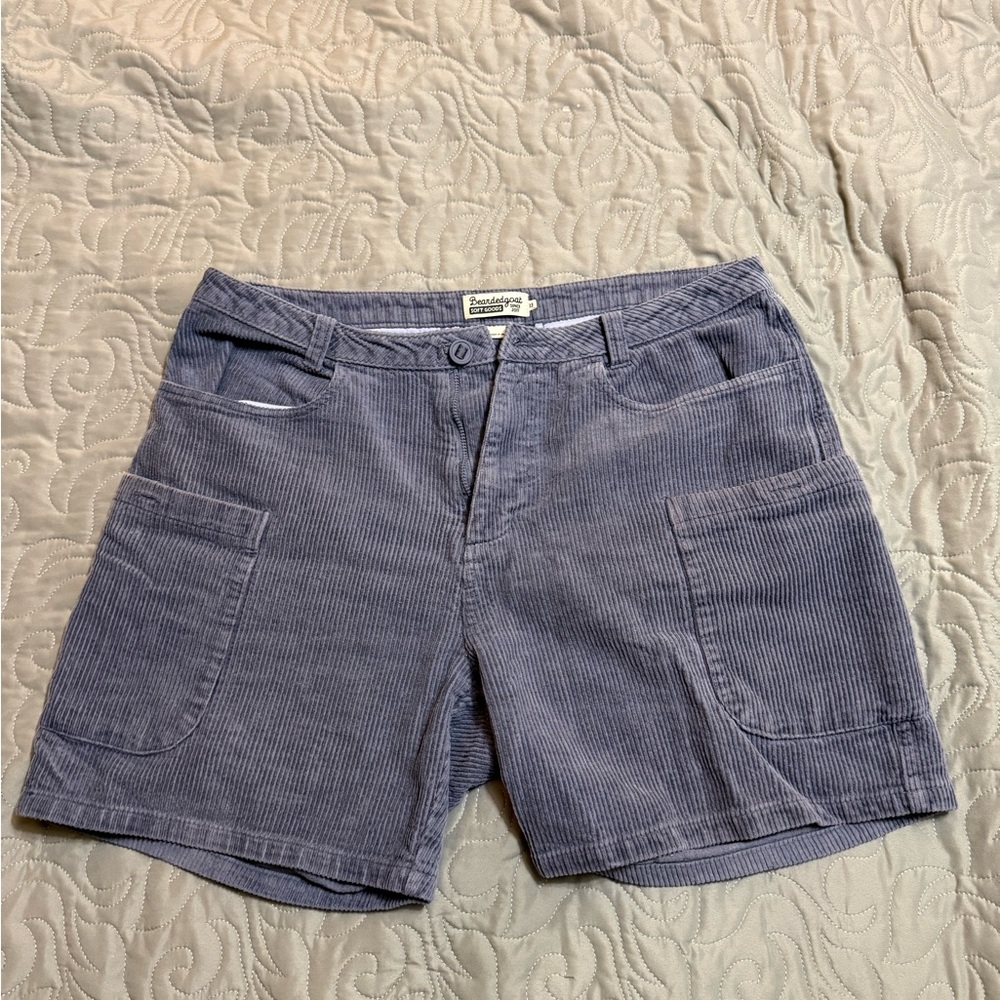 Beardedgoat Men's Blue Corduroy Moor Shorts, 33"